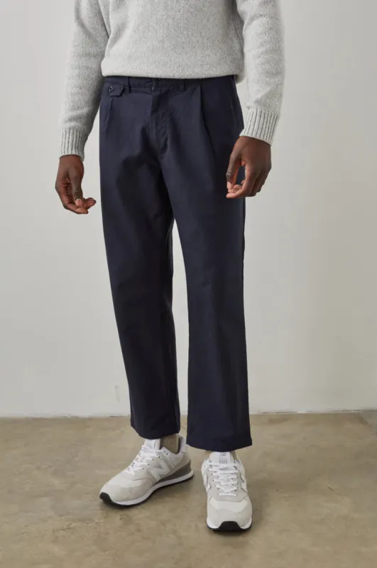 Marcellus Pant - Navy Charcoal Pin Stripe sold by Cave and Post