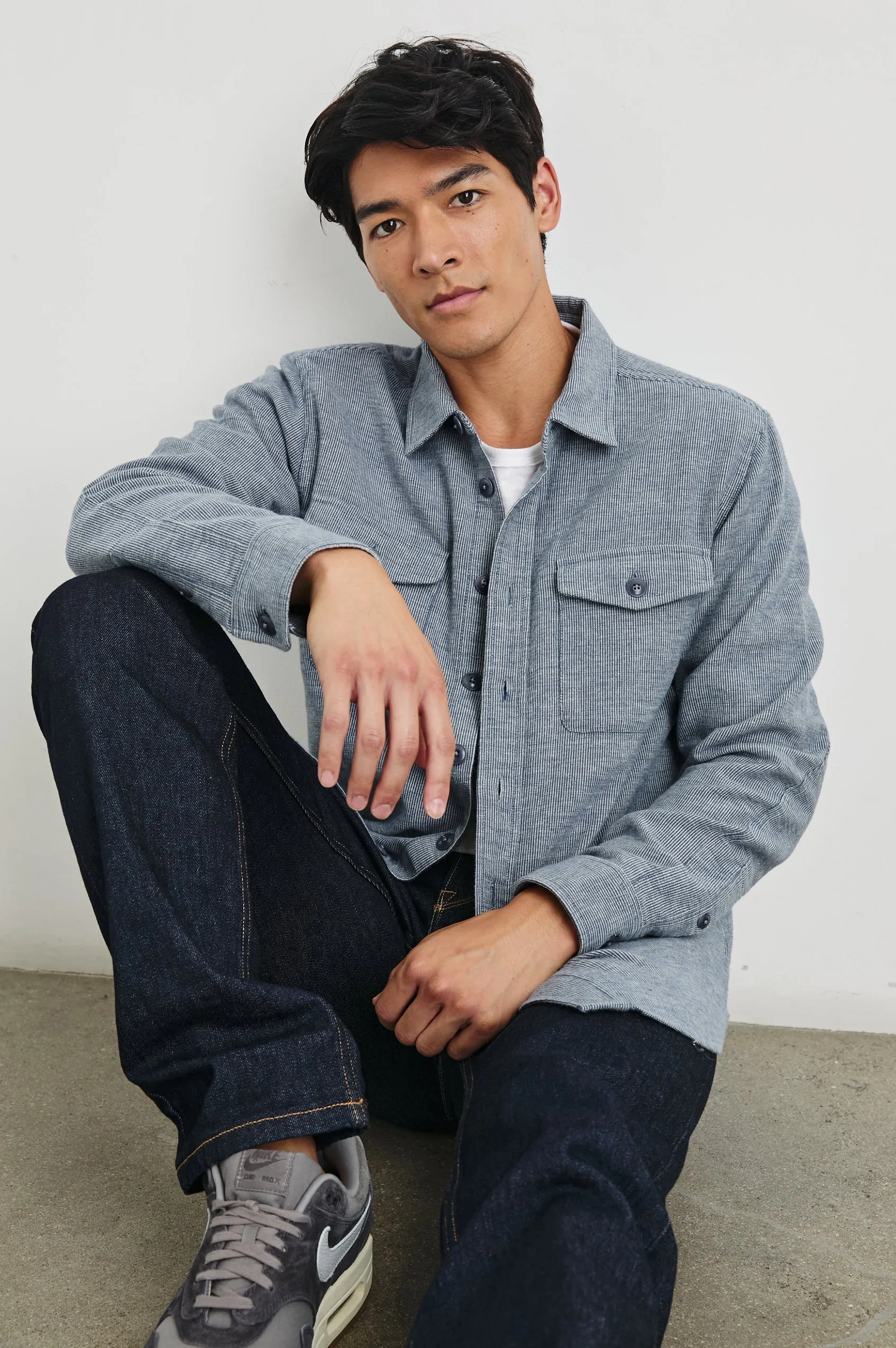 Burr shirt Jacket - Denim White sold by Cave and Post product image thumbnail 4