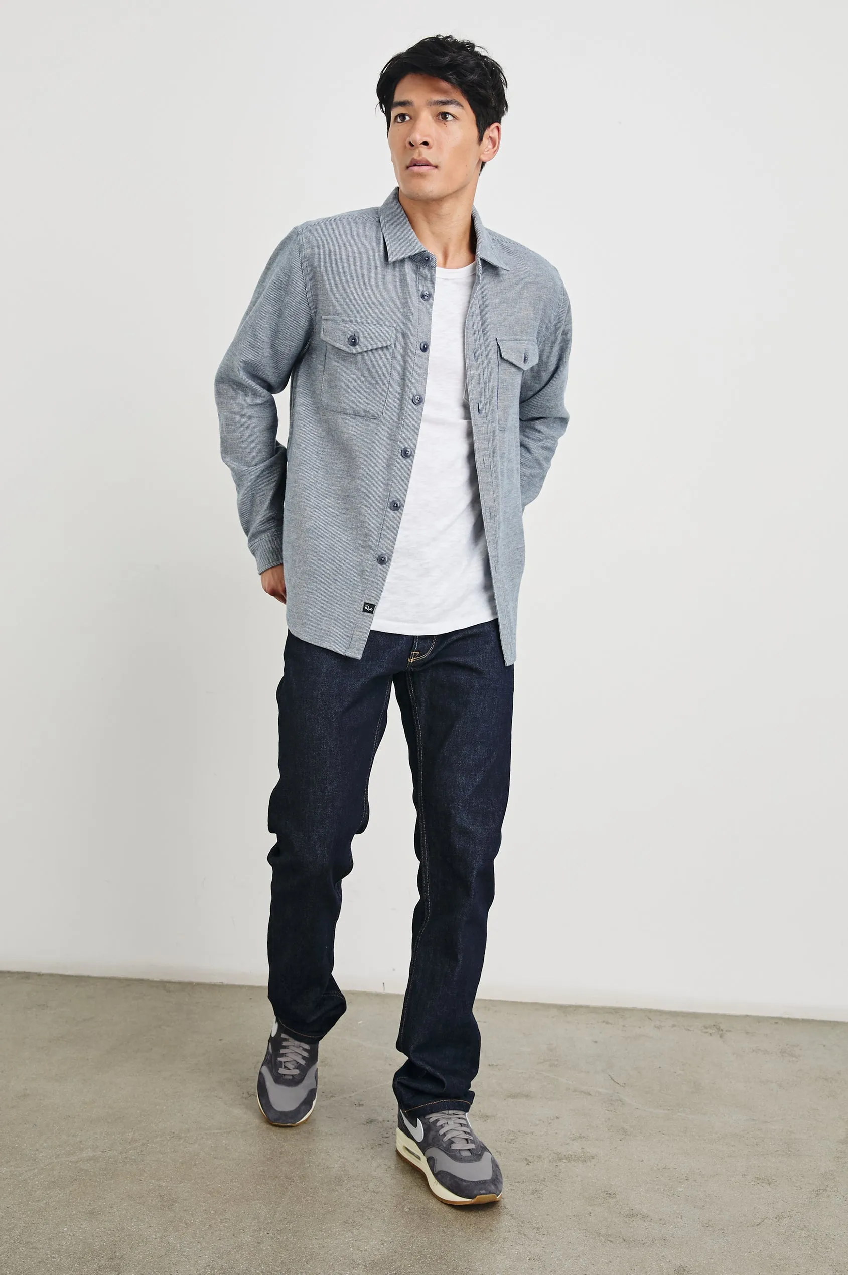 Burr shirt Jacket - Denim White sold by Cave and Post product image thumbnail 3