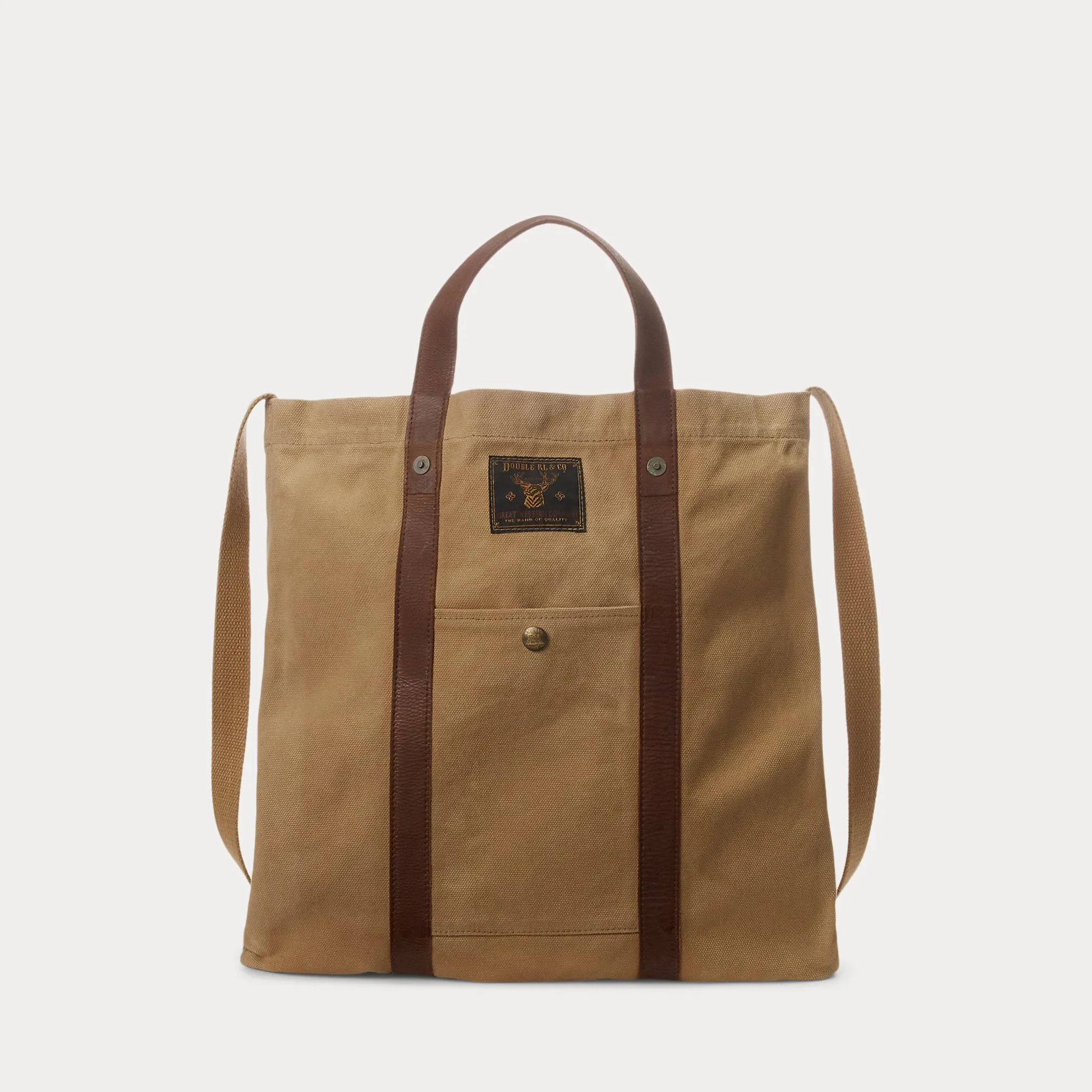 RRL Leather-Trim Canvas Market Tote sold by Cave and Post