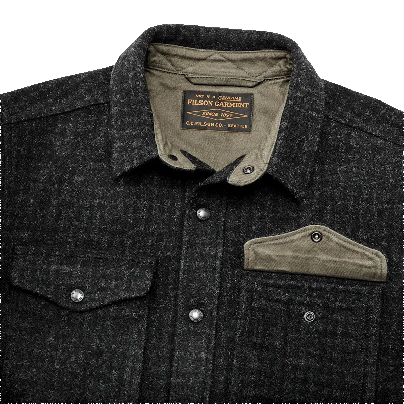 LINED MACKINAW WOOL JAC-SHIRT - Black Marl / Heather Check sold by Cave and Post product image thumbnail 5