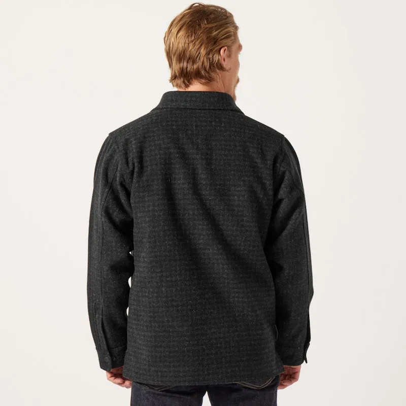 LINED MACKINAW WOOL JAC-SHIRT - Black Marl / Heather Check sold by Cave and Post product image thumbnail 2
