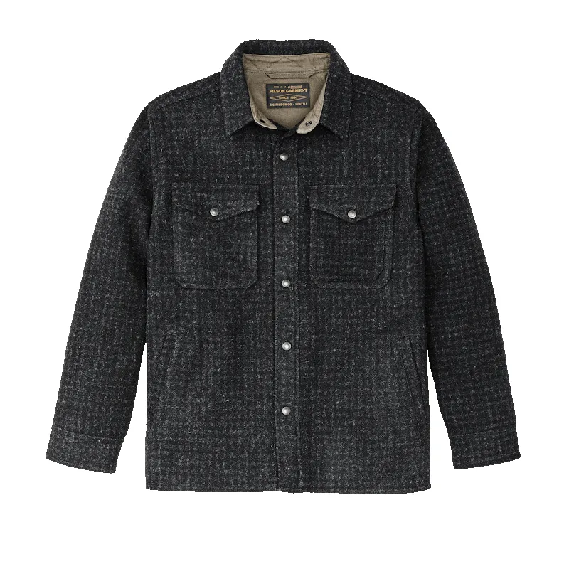 LINED MACKINAW WOOL JAC-SHIRT - Black Marl / Heather Check sold by Cave and Post product image thumbnail 3