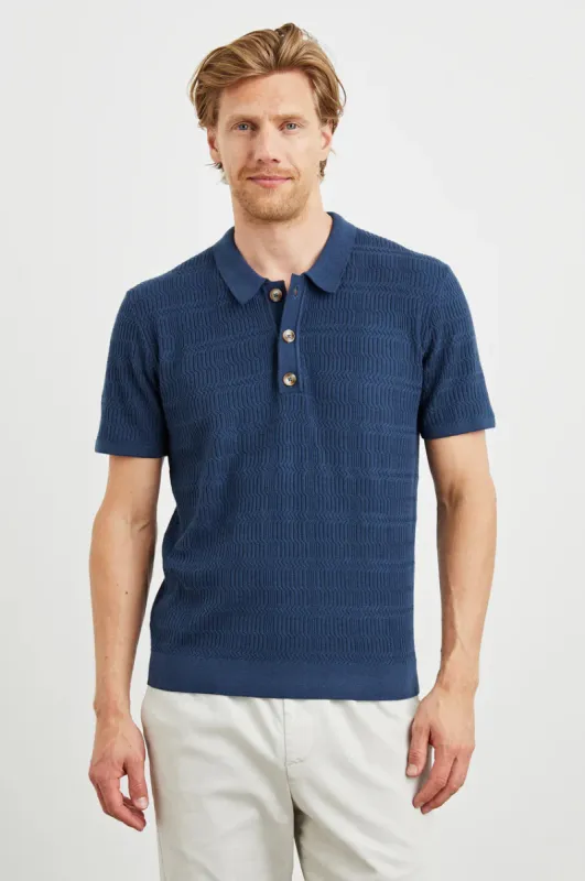 Nathan Polo Shirt - Peterson Blue sold by Cave and Post