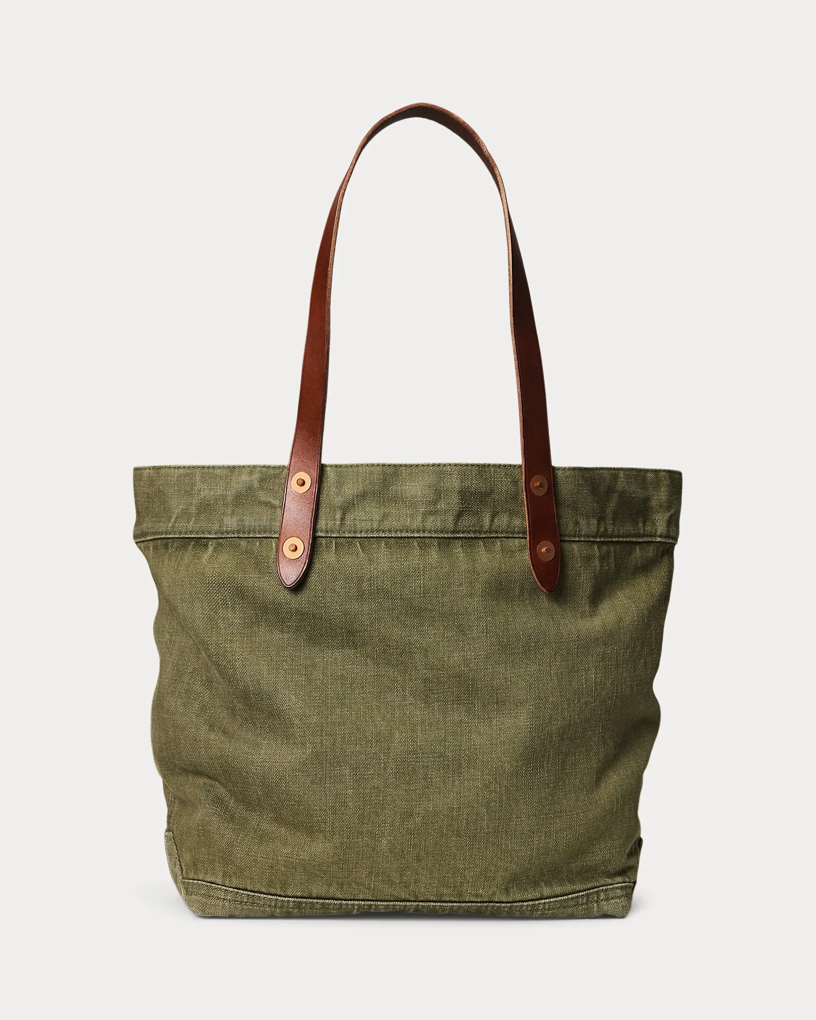 RRL Leather-Trim Twill Tote - Olive sold by Cave and Post product image thumbnail 3