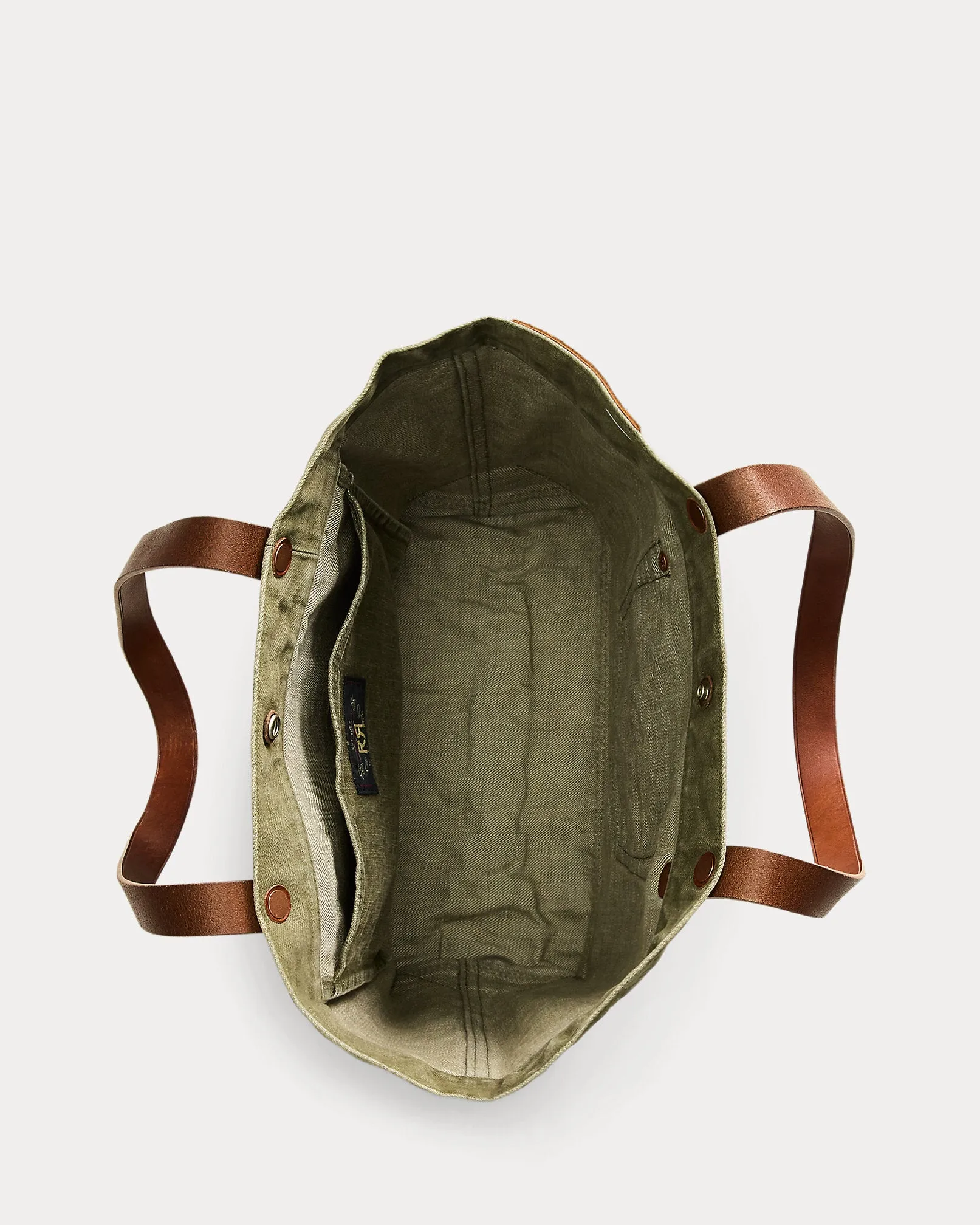 RRL Leather-Trim Twill Tote - Olive sold by Cave and Post product image thumbnail 4