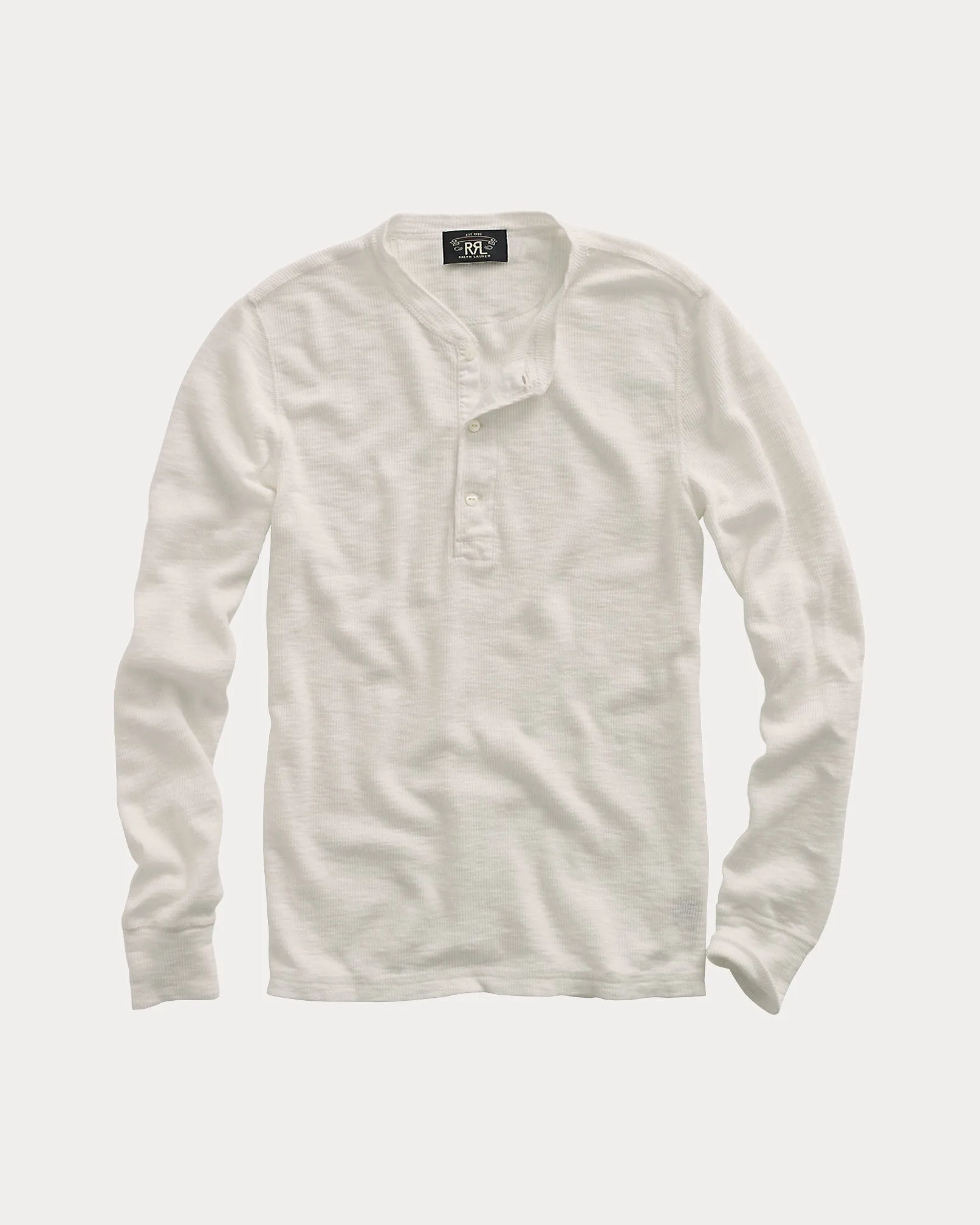 RRL Waffle-Knit Henley Shirt - Paper White sold by Cave and Post