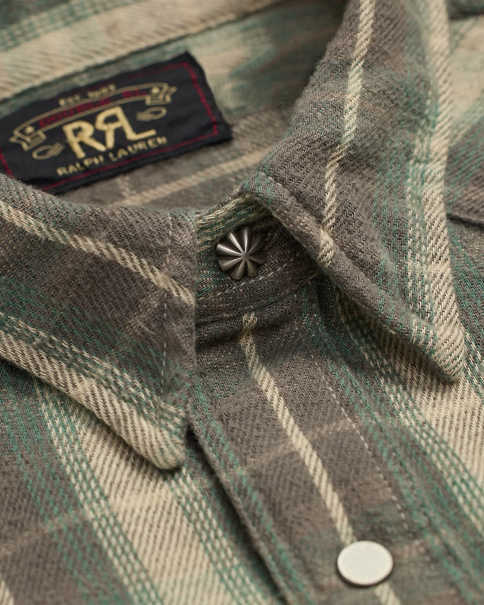 RRL Slim Fit Plaid Twill Western Shirt sold by Cave and Post product image thumbnail 3