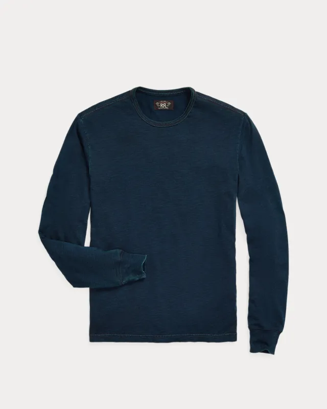 RRL Indigo Jersey Long-Sleeve T-Shirt sold by Cave and Post