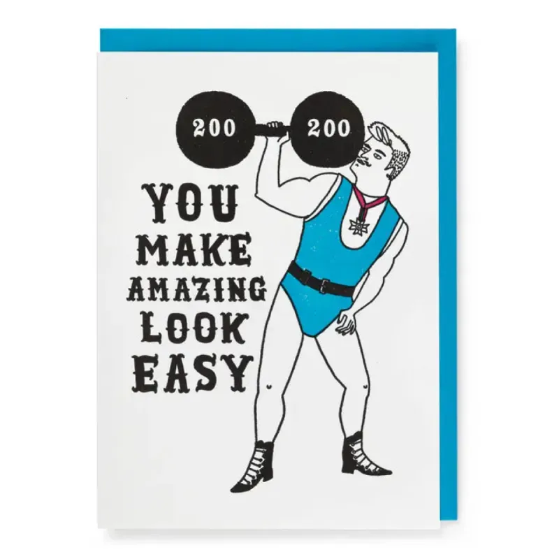 "You Make It Look Easy" Weightlifter | Blank - Greeting Card made by Cave and Post