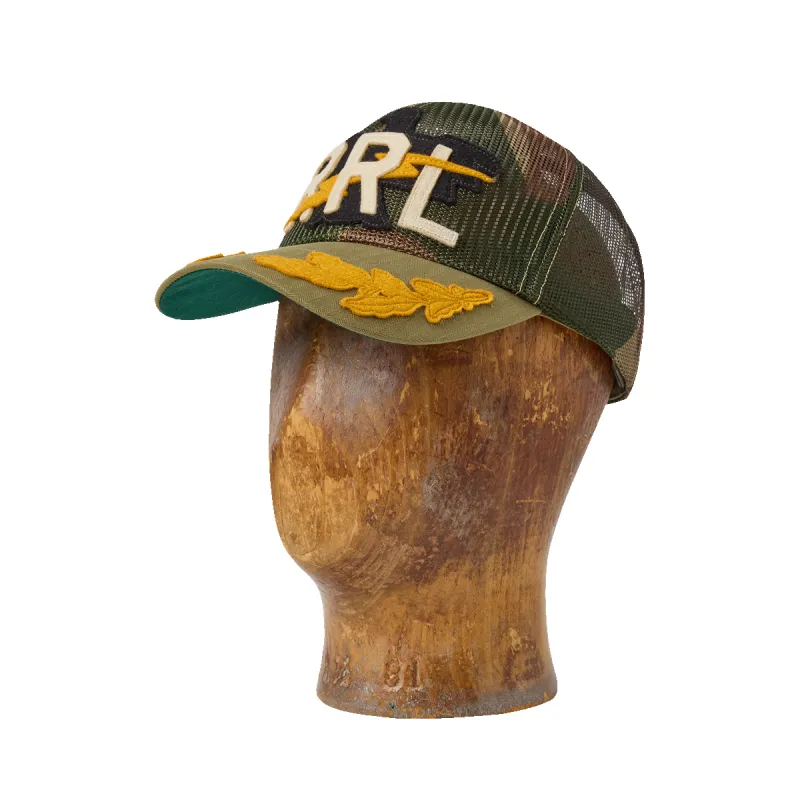 RRL Camo Cotton Mesh Captain Trucker Cap made by Cave and Post