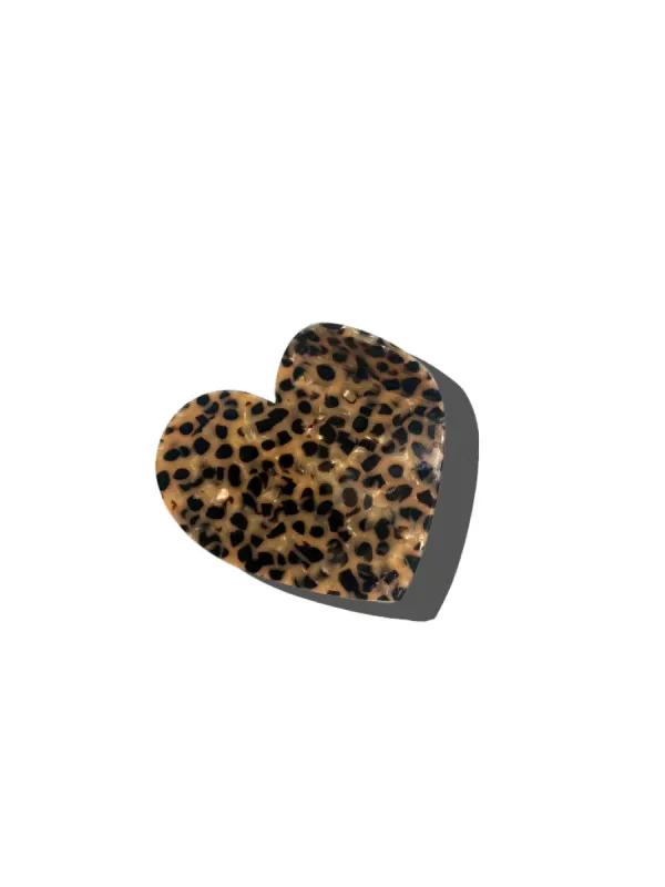 Heart Acetate Claw Hair Clip | Eco-Friendly Leopard sold by Cave and Post