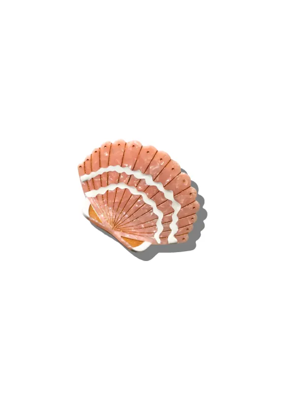 Hand-Painted Seashell Claw Hair Clip | Eco-Friendly Pink sold by Cave and Post