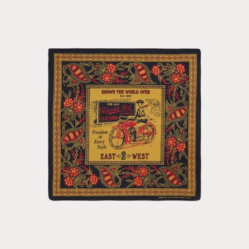 RRL Motorcyclist-Print Cotton Bandanna sold by Cave and Post