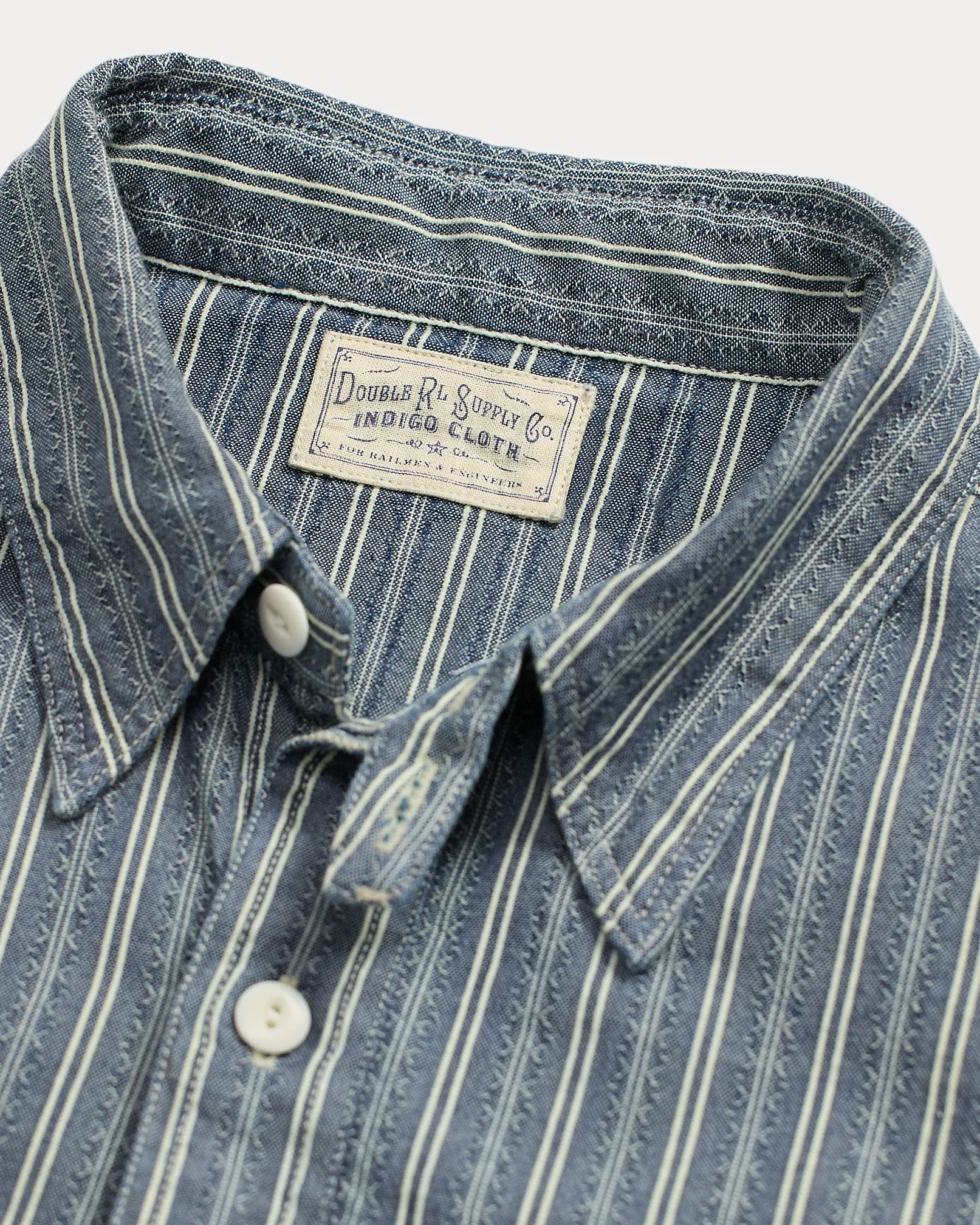 RRL Striped Dobby-Chambray Workshirt sold by Cave and Post product image thumbnail 3