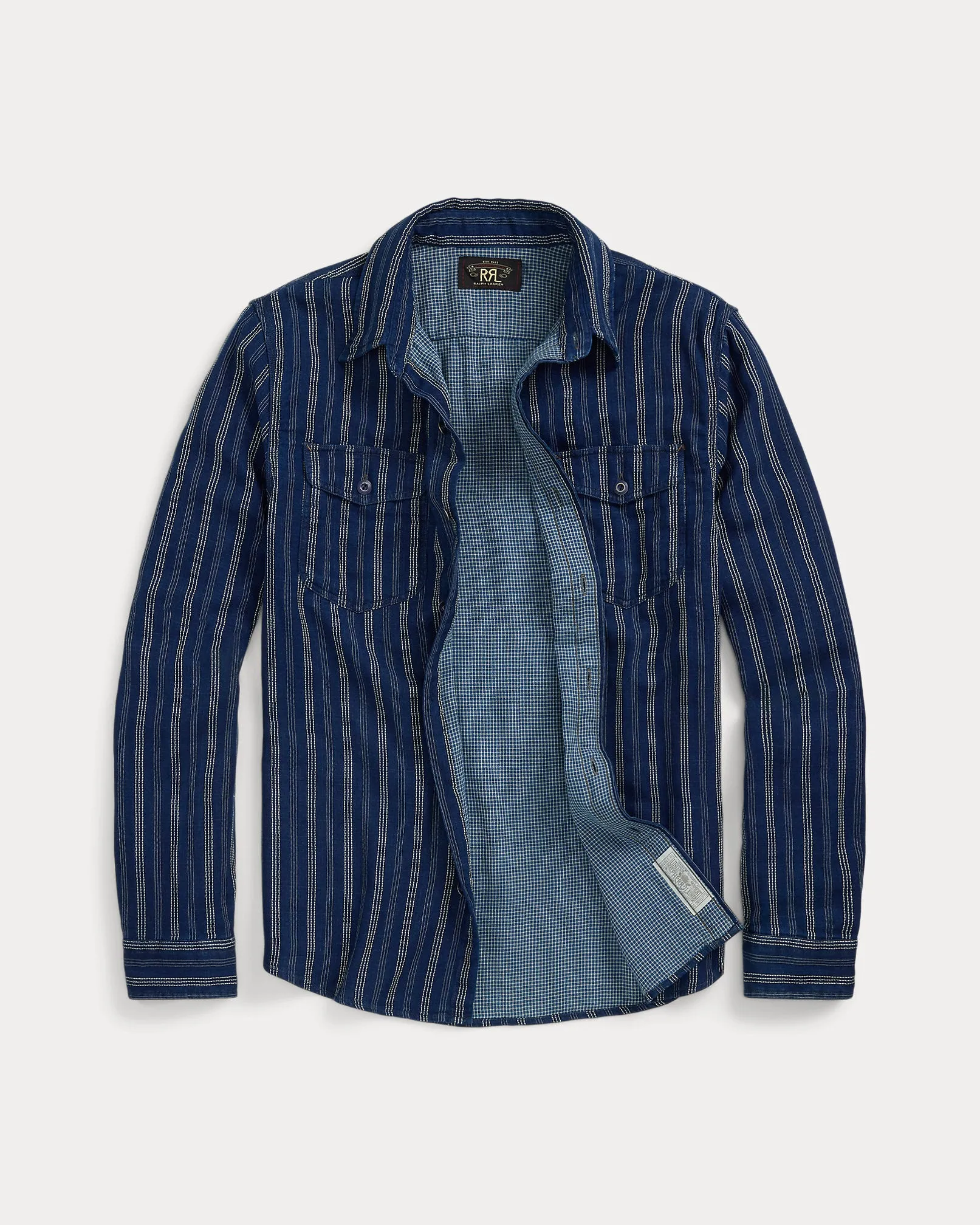 RRL Indigo Striped Double-Faced Workshirt sold by Cave and Post product image thumbnail 5