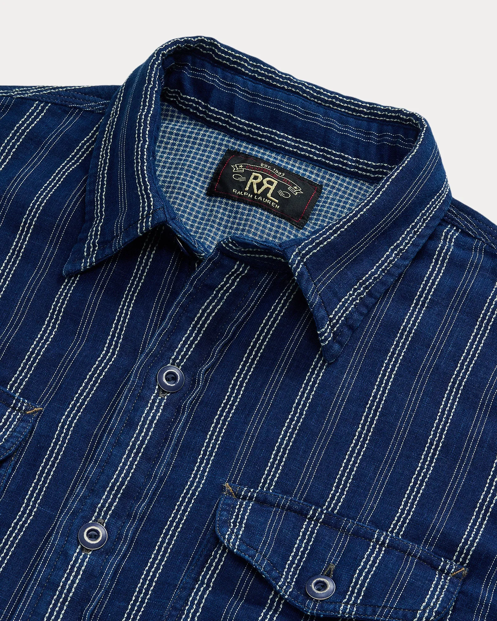 RRL Indigo Striped Double-Faced Workshirt sold by Cave and Post product image thumbnail 3