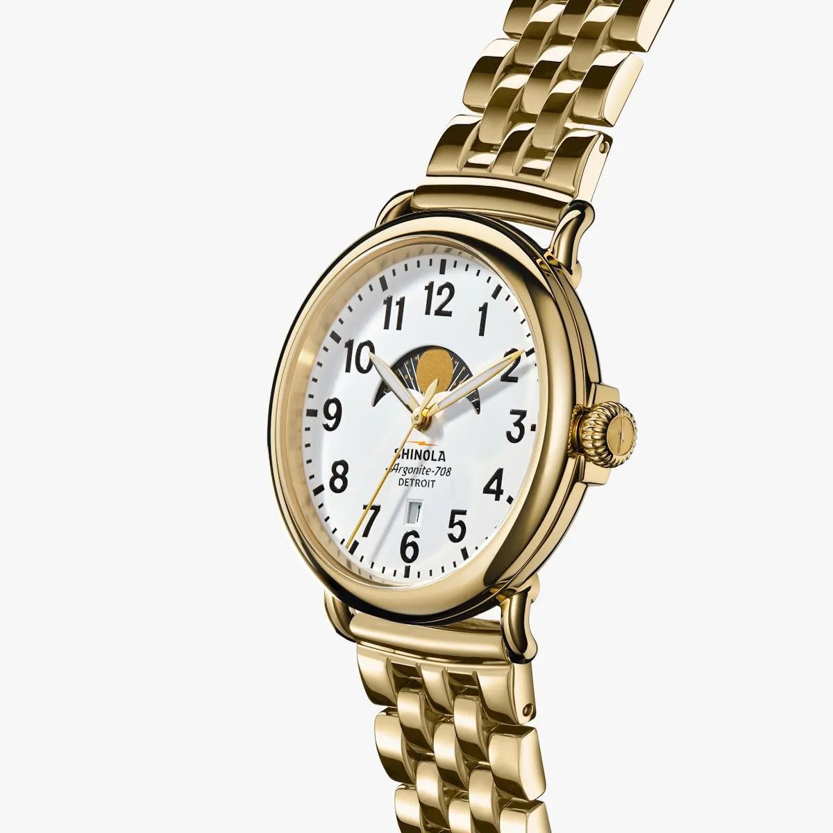 The Runwell 41mm Moon Phase-Gold Bracelet sold by Cave and Post product image thumbnail 3