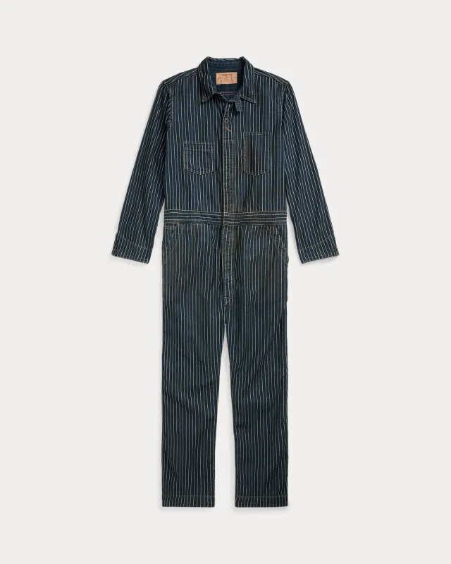 RRL Indigo Dot-Stripe Twill Coverall sold by Cave and Post