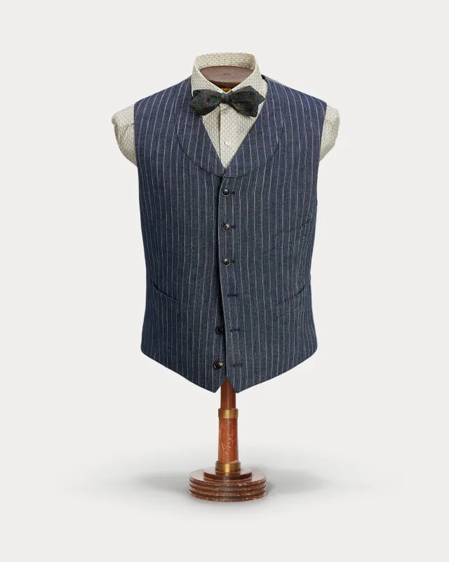 RRL Striped Herringbone Shawl Vest sold by Cave and Post