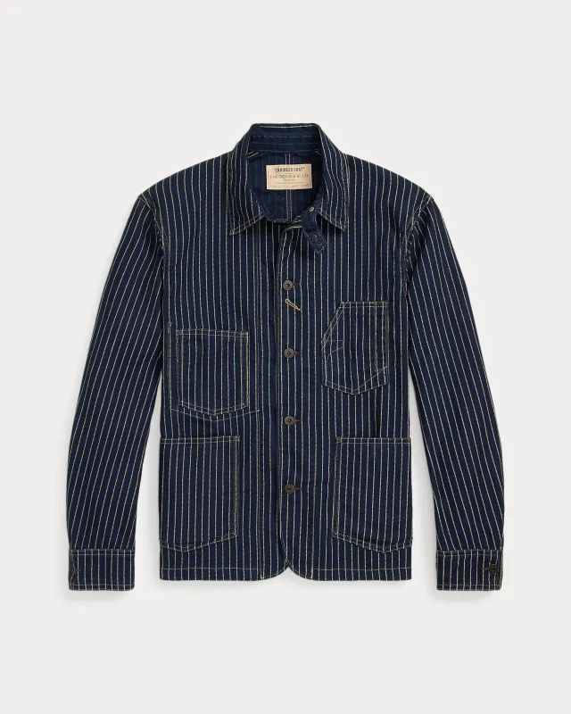 RRL Indigo Dot-Stripe Twill Engineer Coat made by RRL