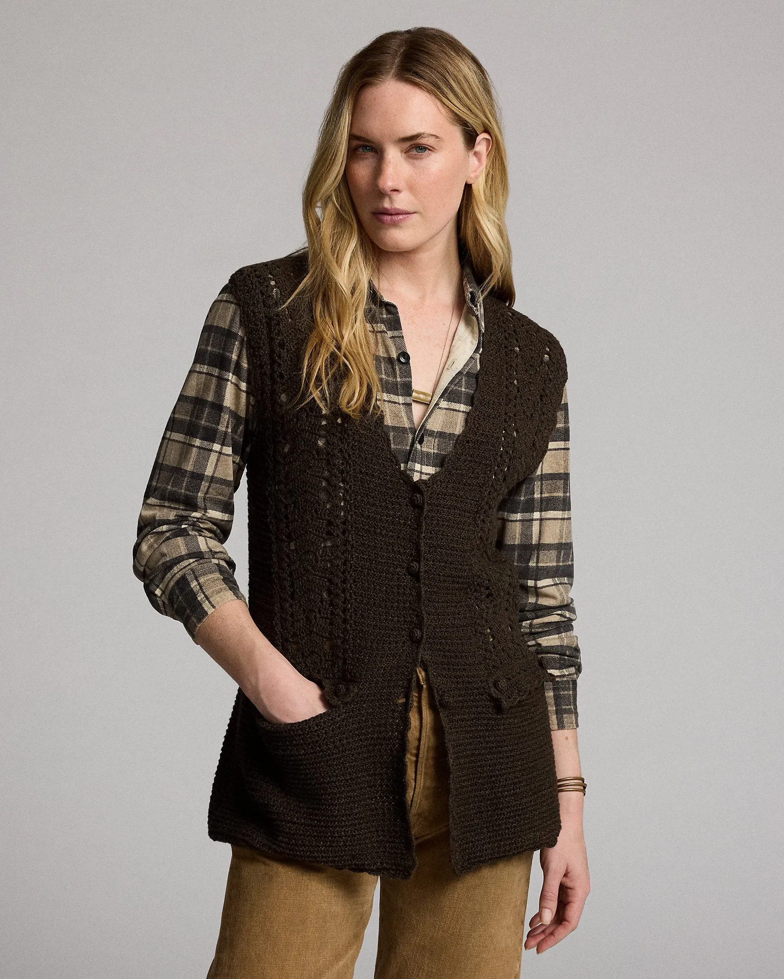 RRL Crochet-Paneled Knit Cotton Vest sold by Cave and Post product image thumbnail 2