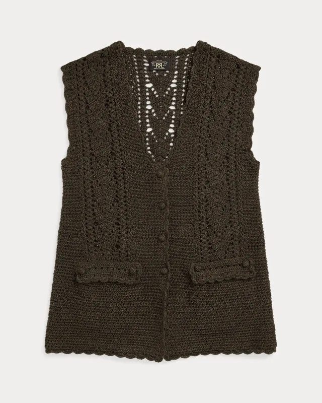 RRL Crochet-Paneled Knit Cotton Vest made by RRL