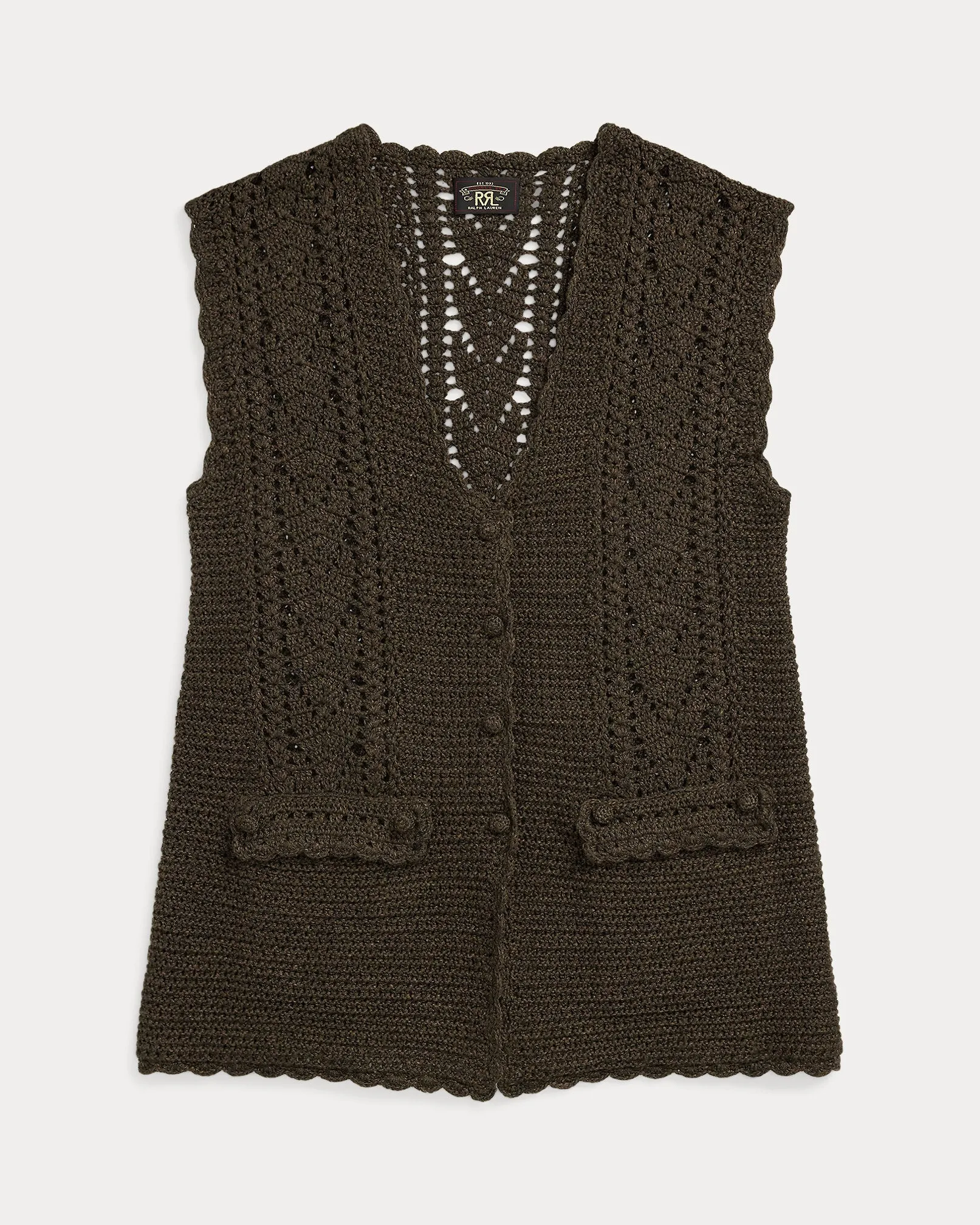 RRL Crochet-Paneled Knit Cotton Vest sold by Cave and Post