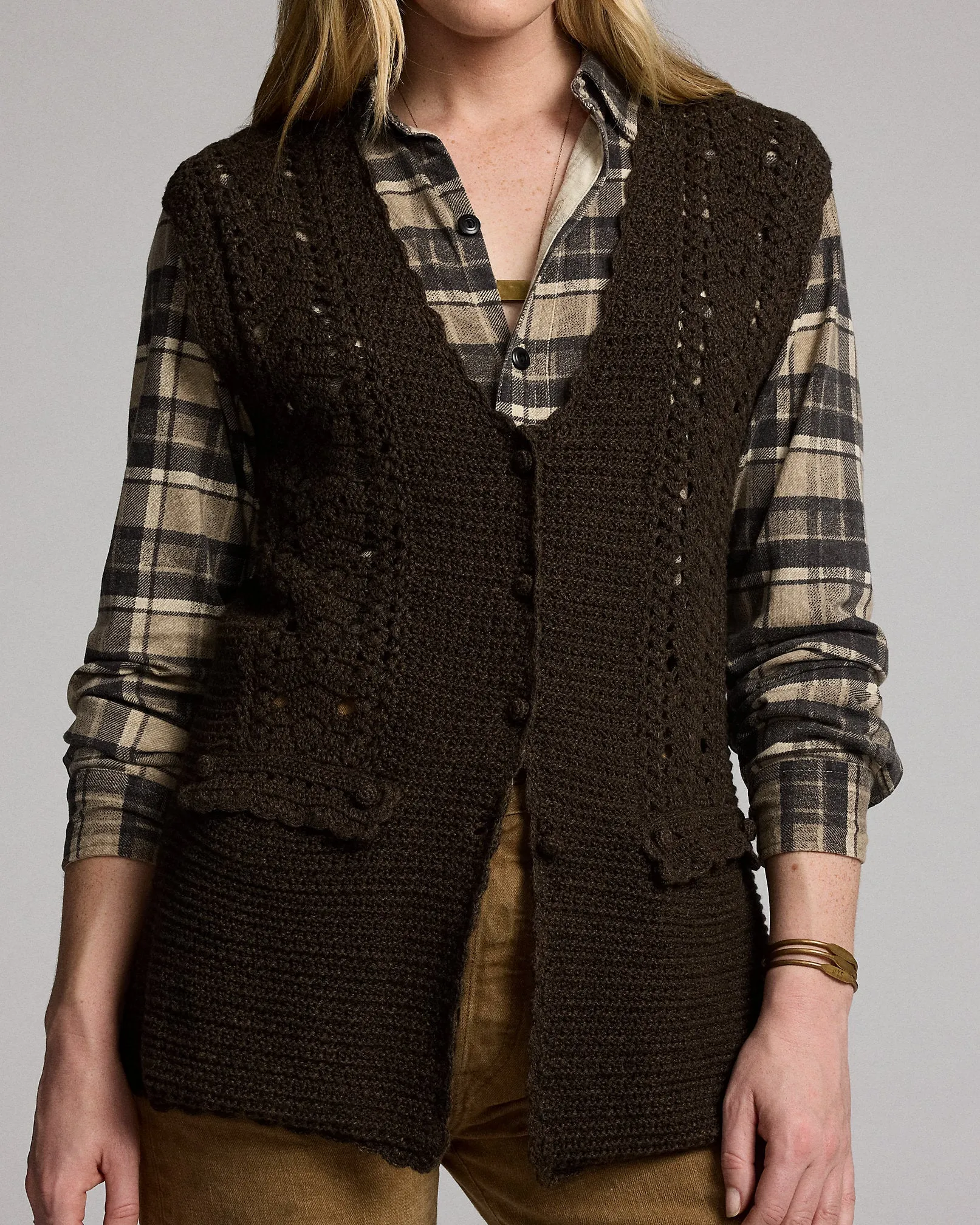 RRL Crochet-Paneled Knit Cotton Vest sold by Cave and Post product image thumbnail 5