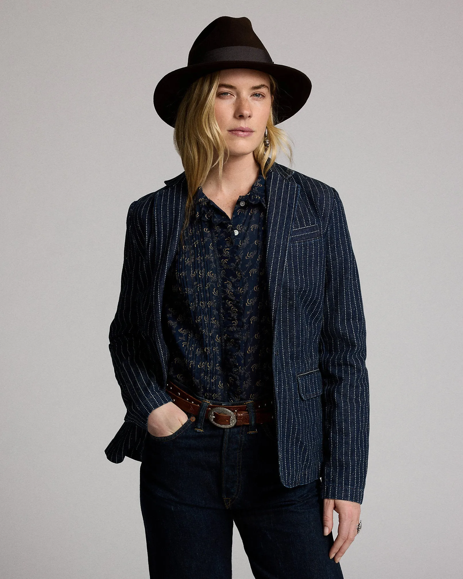 RRL Indigo Dot-Stripe Denim Blazer sold by Cave and Post product image thumbnail 2