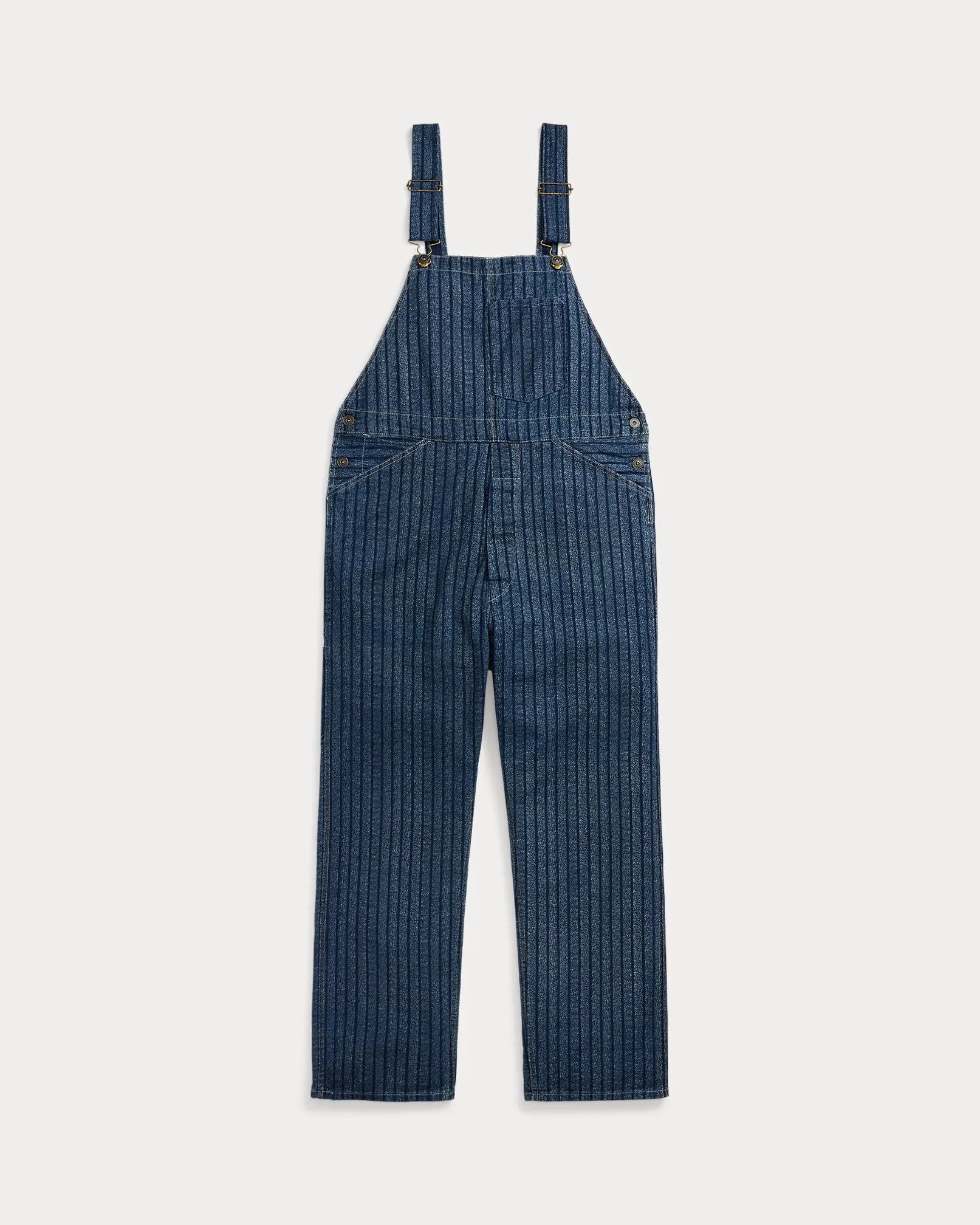 RRL Indigo Striped Twill Overall sold by Cave and Post