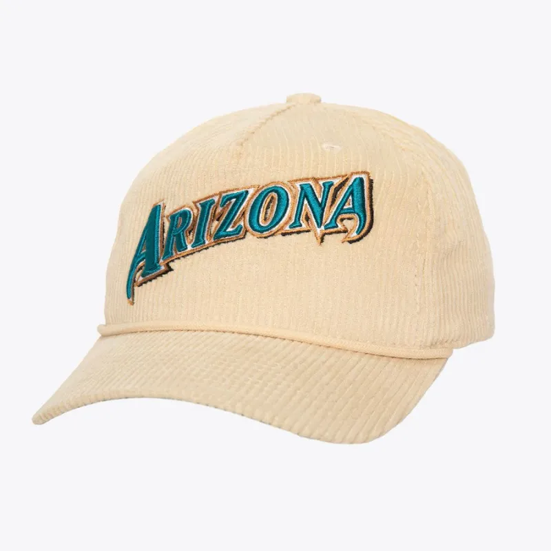 Cream Arizona Diamondbacks Corduroy Deadstock Snapback Hat (Teal Letters) sold by Cave and Post