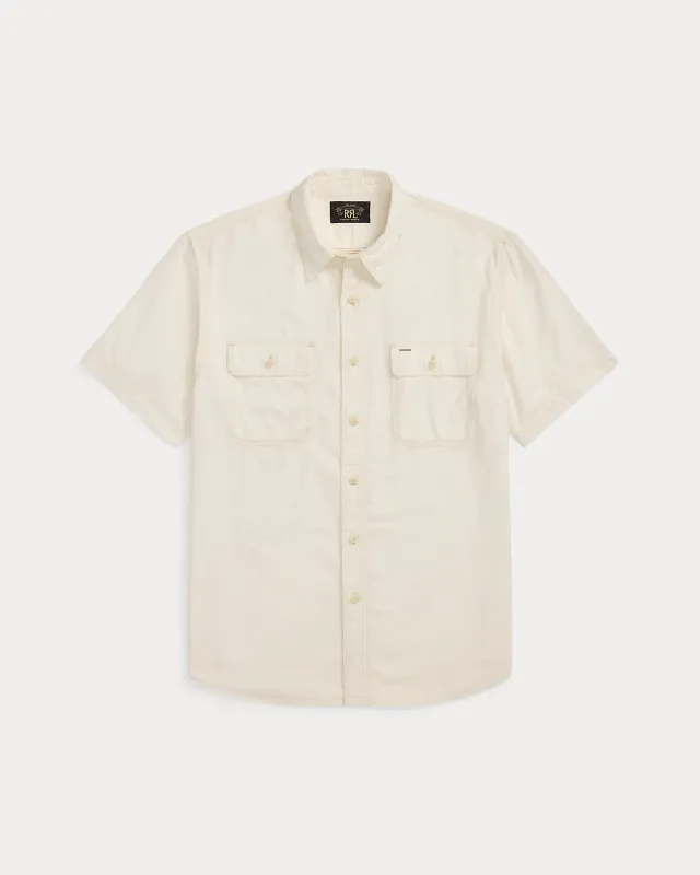 RRL Selvedge-Detailed Woven Workshirt - Natural sold by Cave and Post