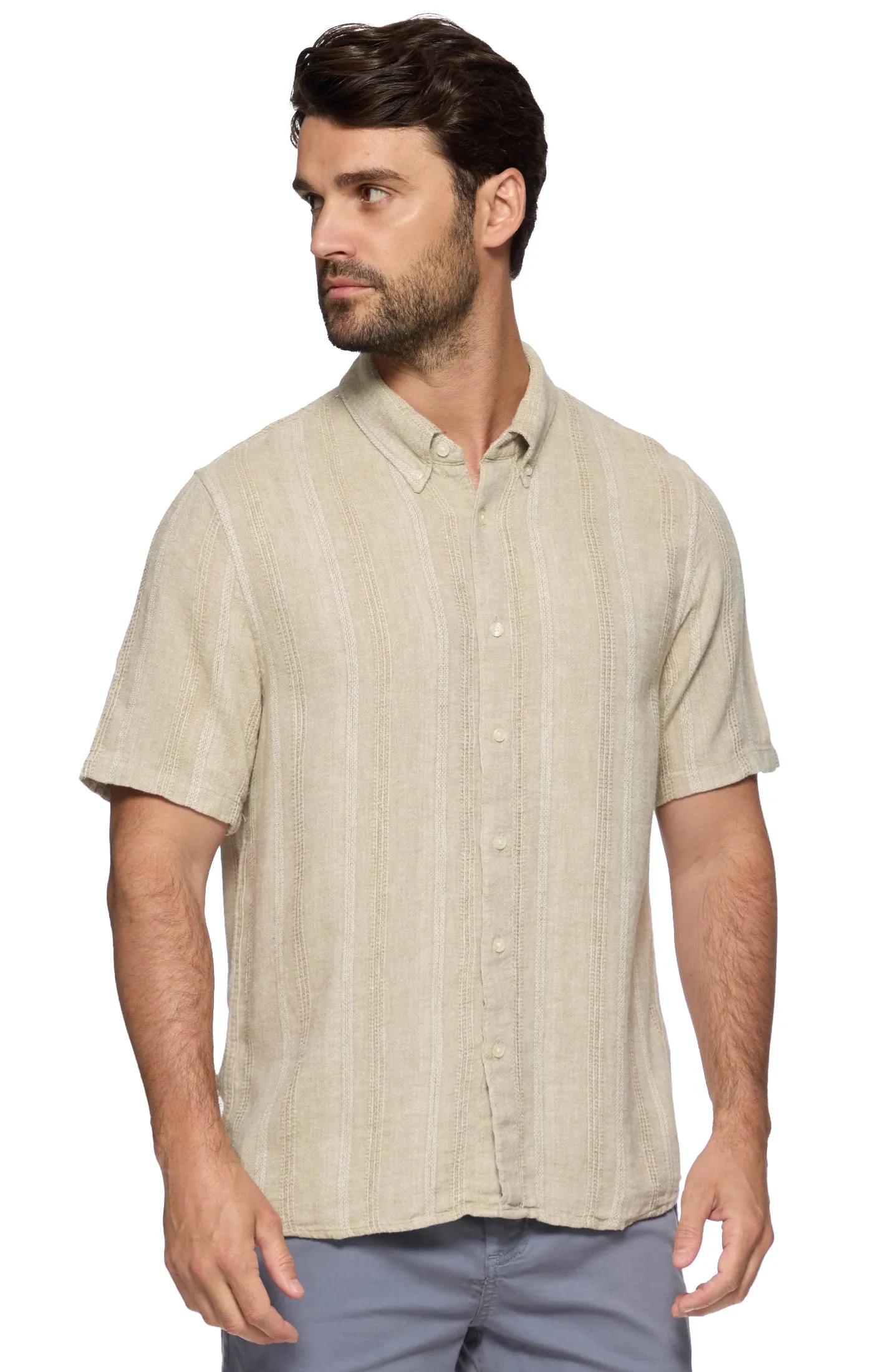 OCEANSIDE SS LINEN BLEND SHIRT sold by Cave and Post