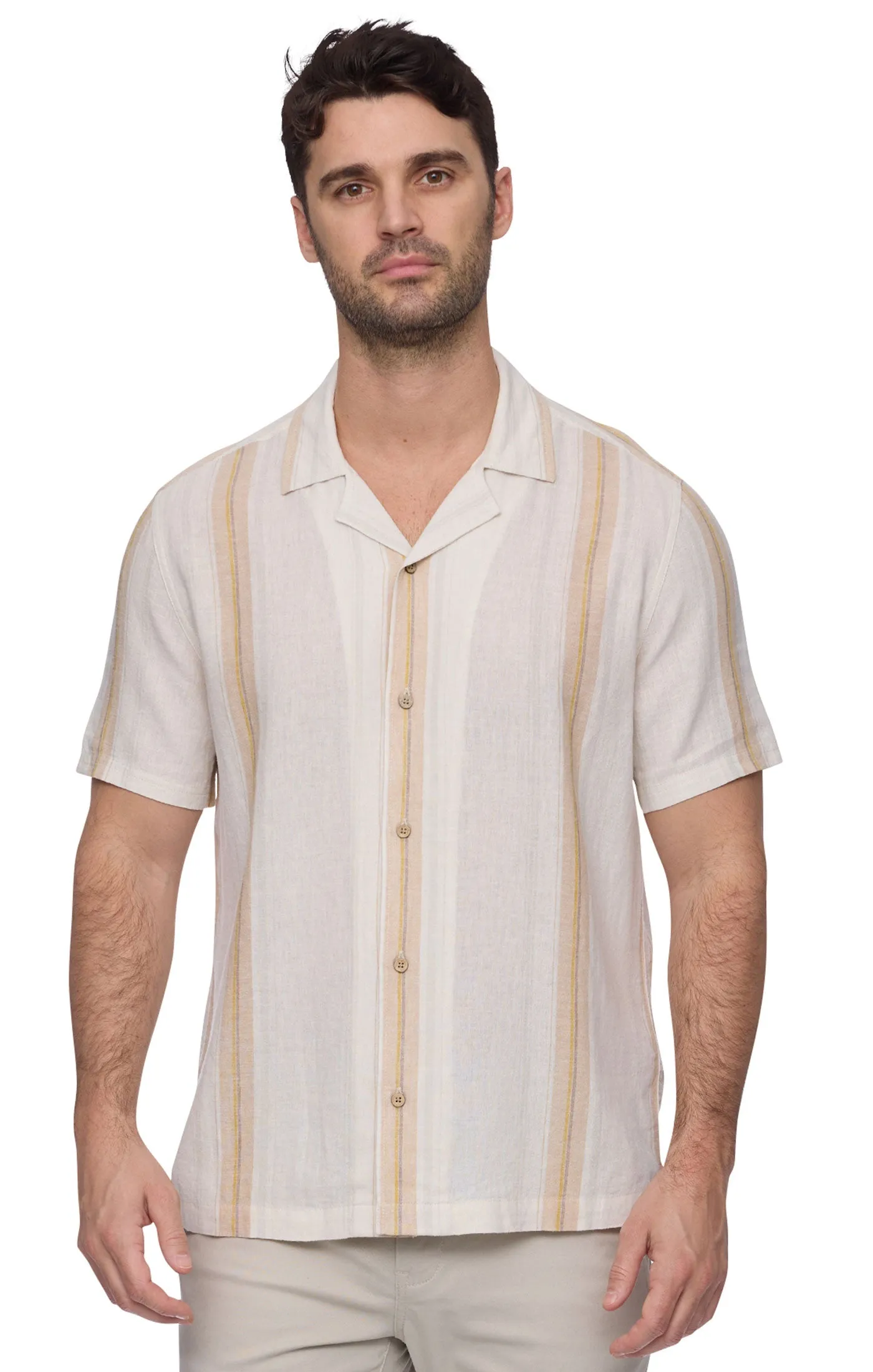 PALMER SS LINEN BLEND CAMP COLLAR SHIRT sold by Cave and Post