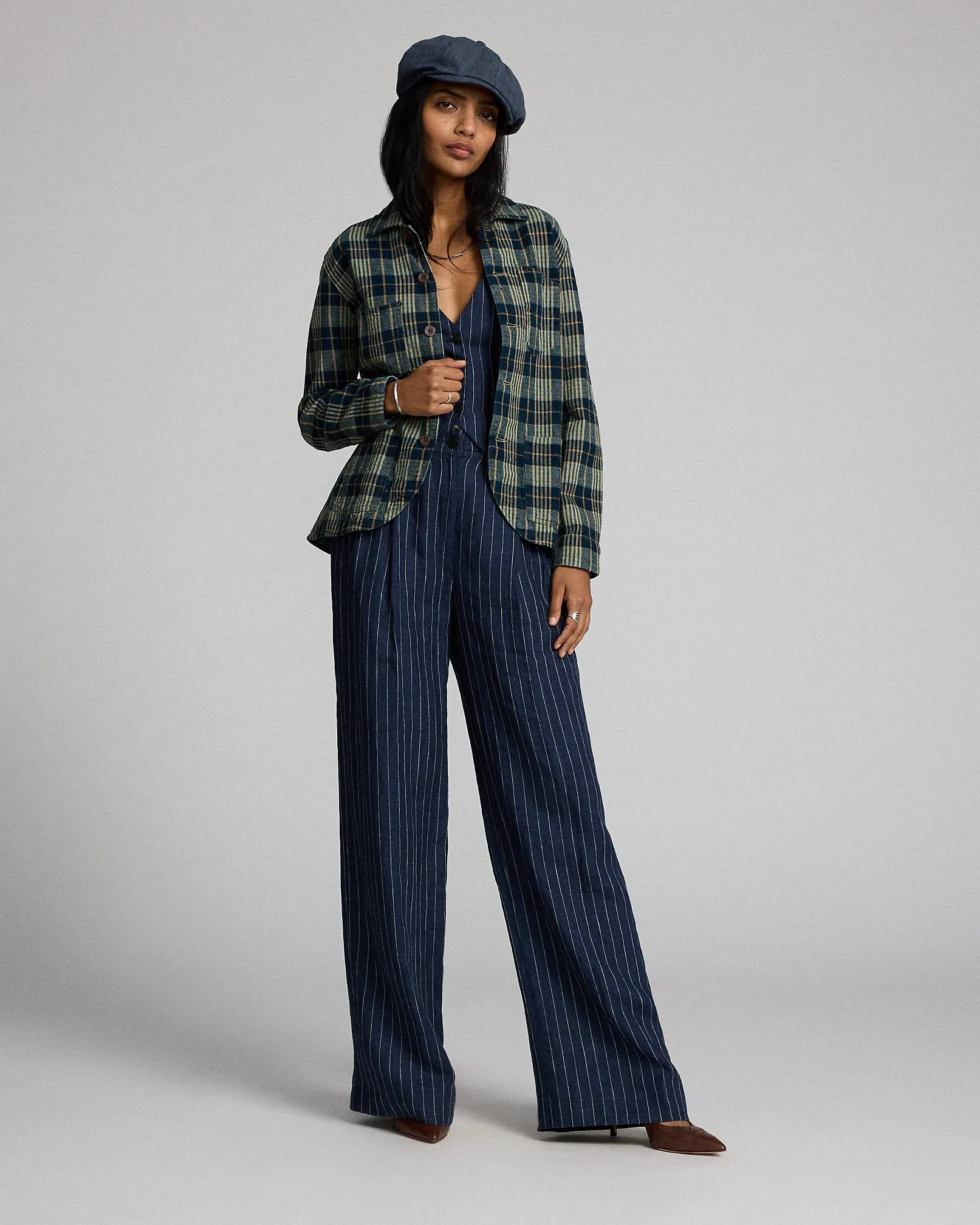 RRL Indigo Plaid Cotton-Linen Work Jacket sold by Cave and Post product image thumbnail 3