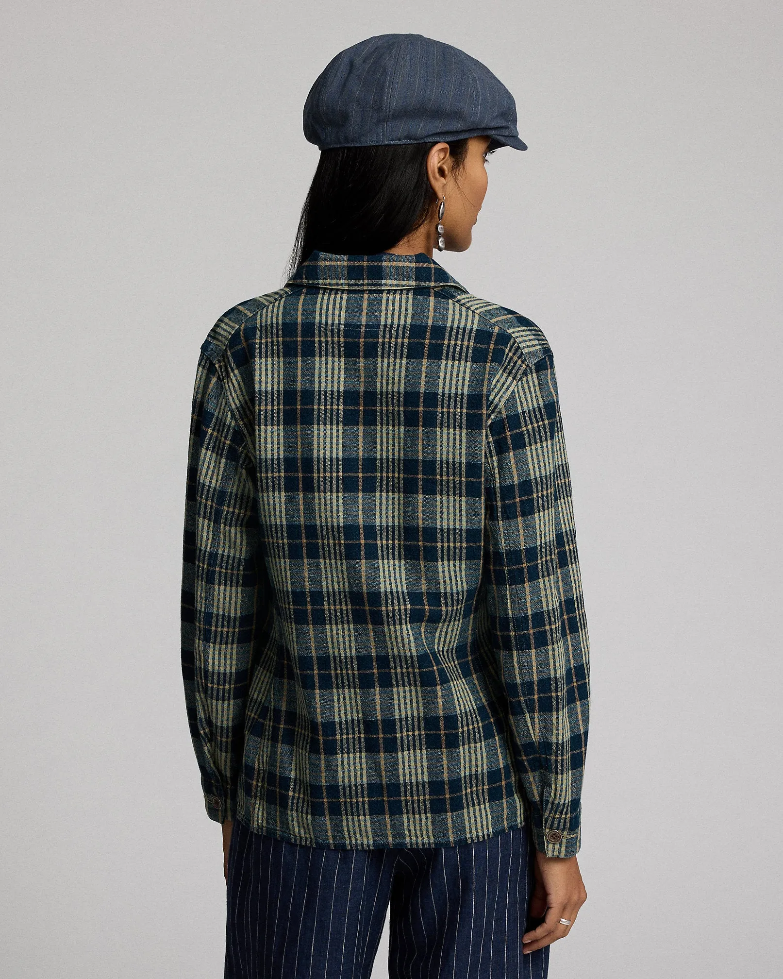 RRL Indigo Plaid Cotton-Linen Work Jacket sold by Cave and Post product image thumbnail 4