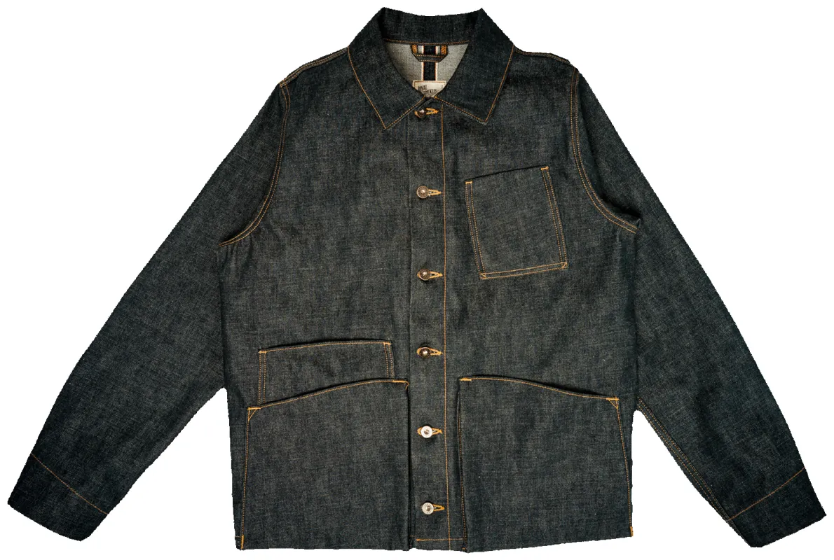 Amos Chore Coat - Rigid 15oz Japanese Selvedge Denim sold by Cave and Post