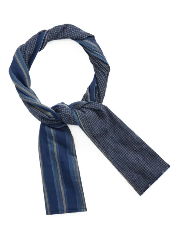 RRL Handwoven Indigo Striped Caspian Scarf sold by Cave and Post