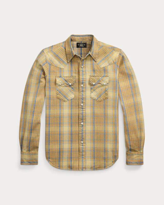 RRL Slim Fit Plaid Western Shirt made by RRL