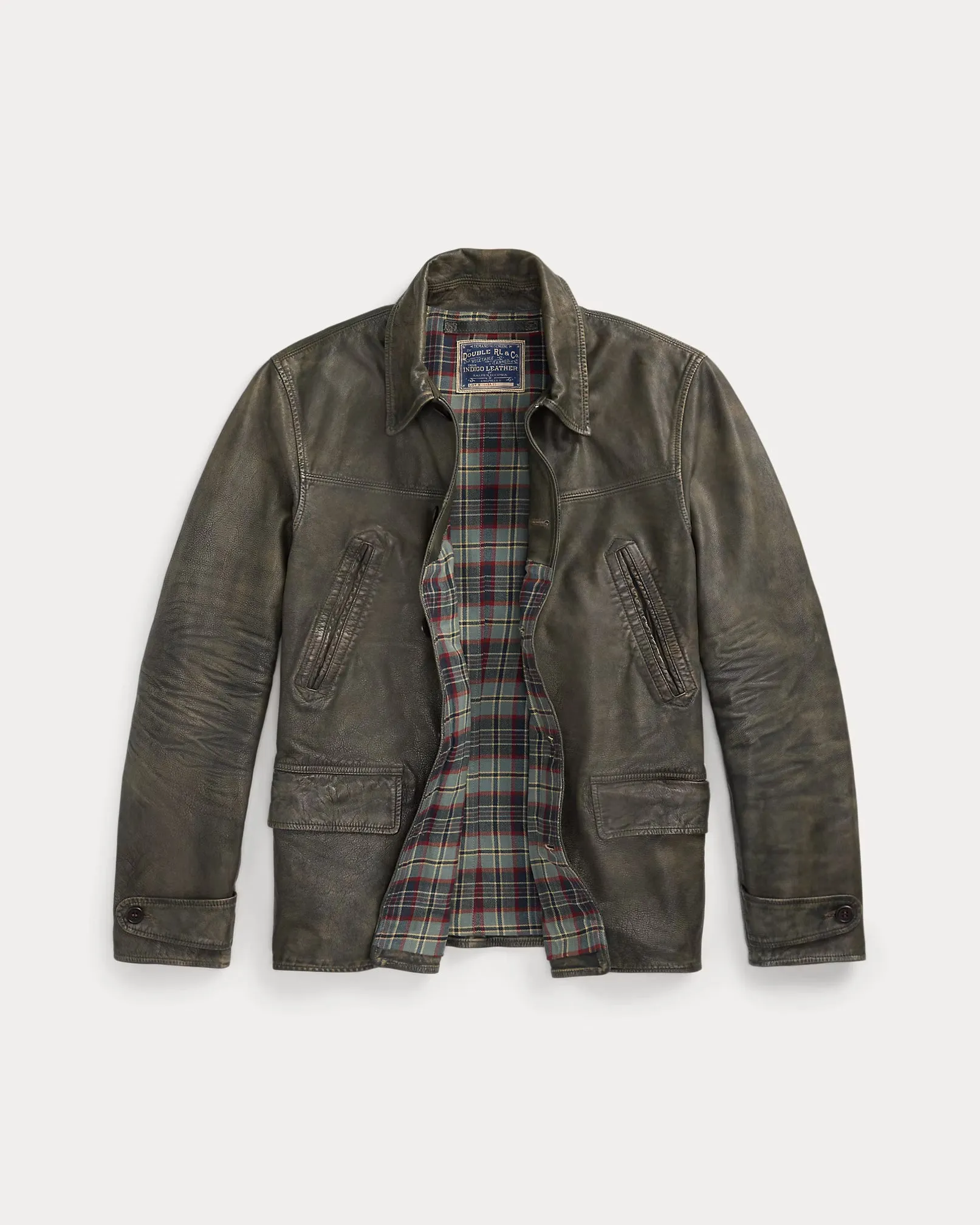 【名作】RRL Indigo-Dyed Leather Jacket S Jacket). RRL Indigo Leather Jacket. (Shirt). RRL indigo
