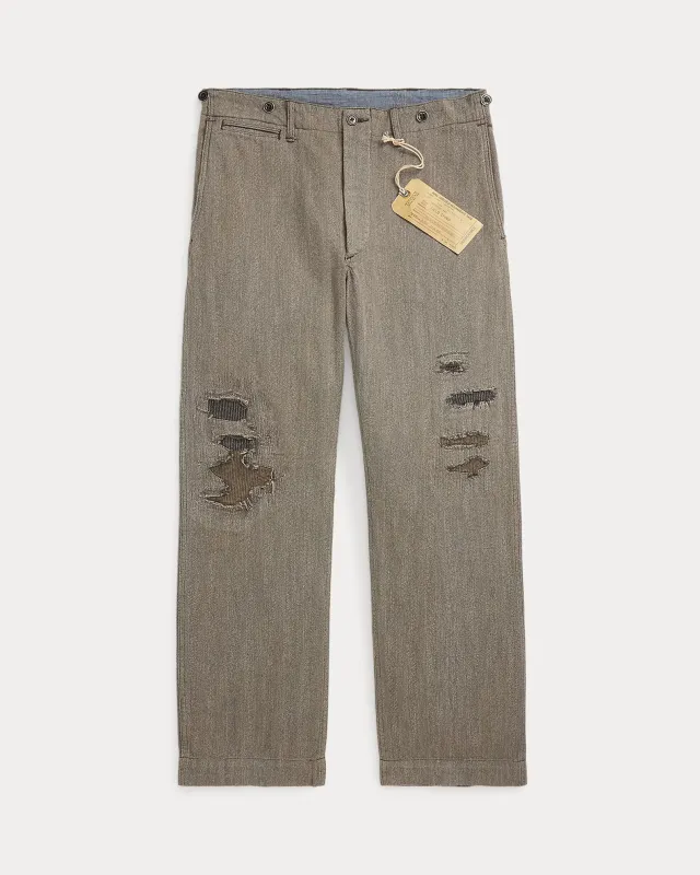 RRL Distressed Herringbone Twill Field Pant sold by Cave and Post
