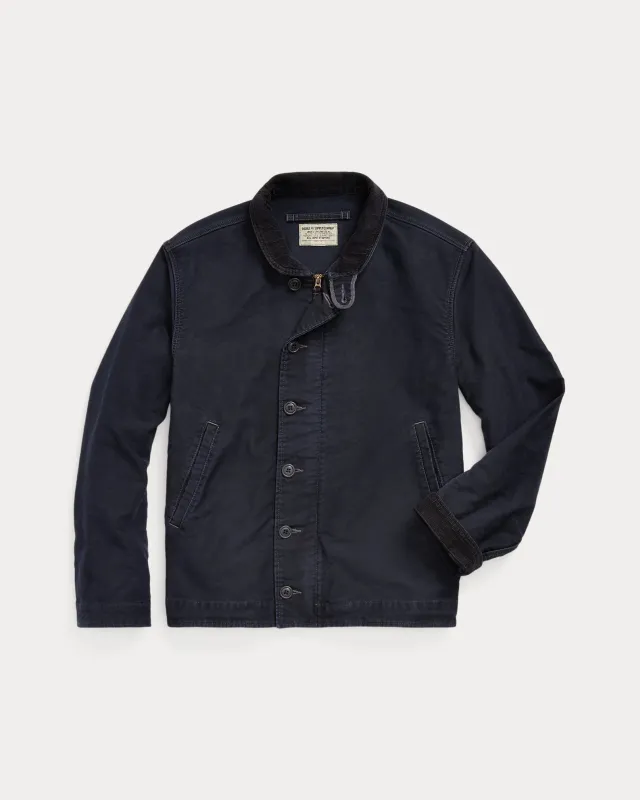 RRL Corduroy-Collar Cotton Deck Jacket - Dark Navy sold by Cave and Post