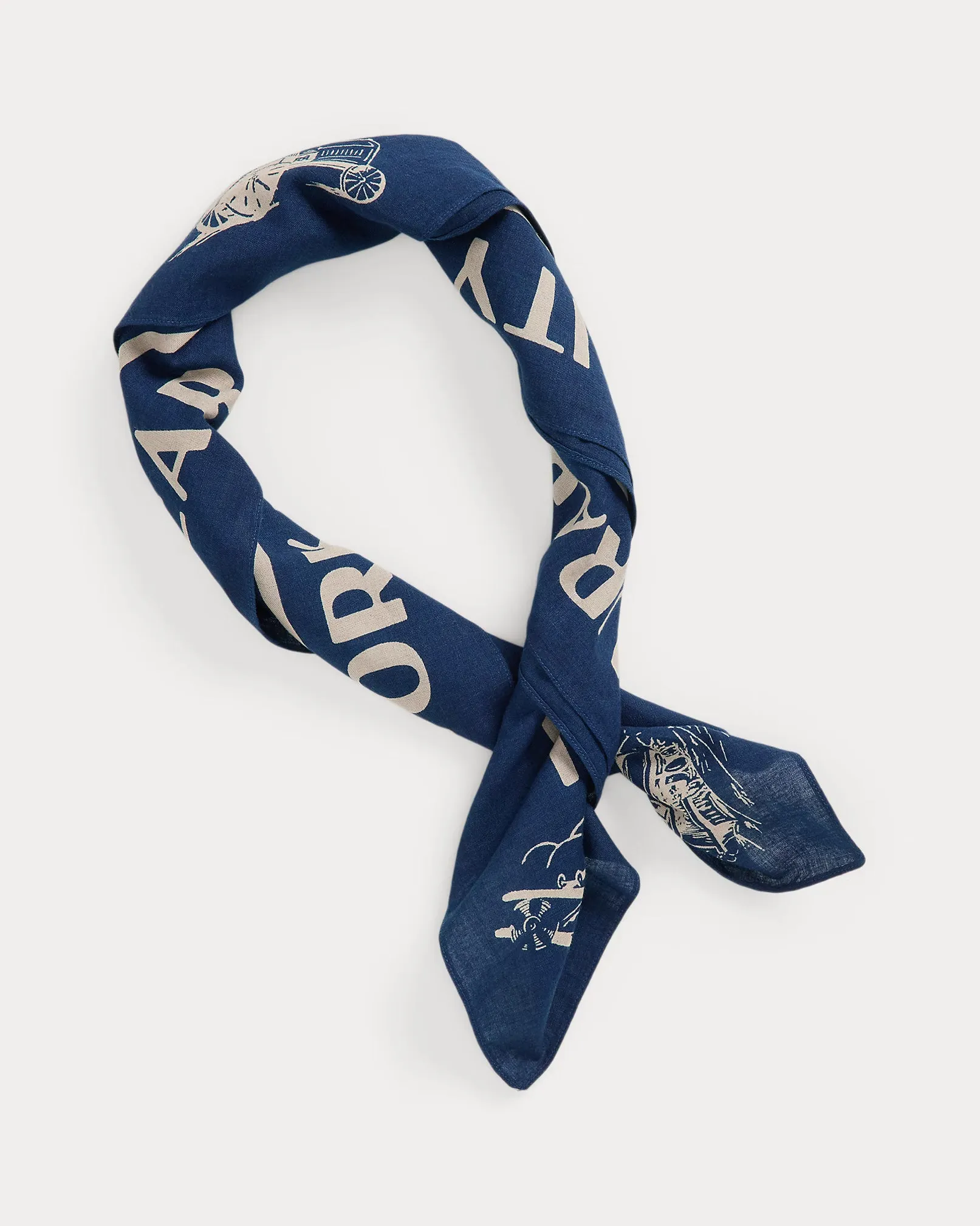 Indigo Cotton Graphic Bandanna - Indigo/Cream sold by Cave and Post product image thumbnail 2