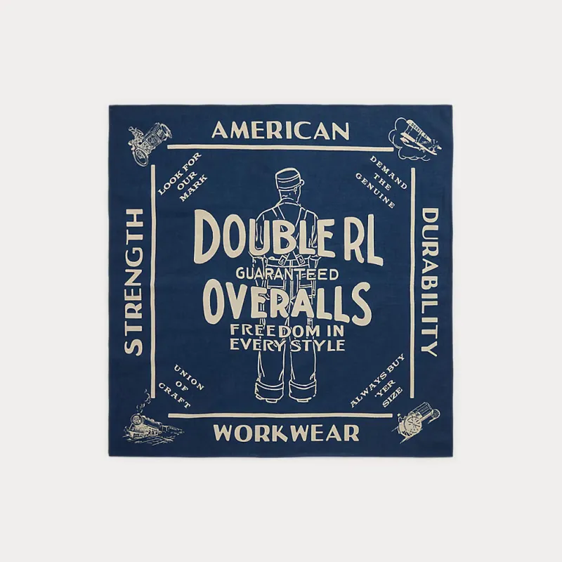 Indigo Cotton Graphic Bandanna - Indigo/Cream sold by Cave and Post