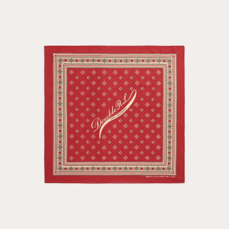 Logo Cotton Bandanna - Red/Cream/Brown made by Cave and Post