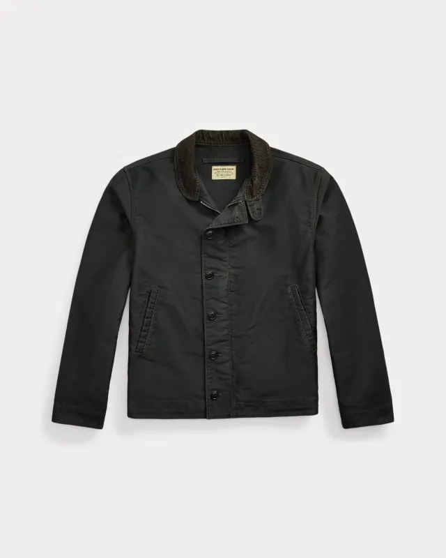 RRL Corduroy-Collar Cotton Deck Jacket - Vintage Black sold by Cave and Post