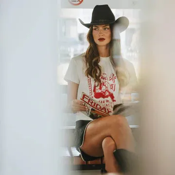 So Far West Boxy Tee - Vintage White Red Print sold by Cave and Post product image thumbnail 2