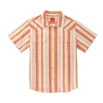 The Wyatt Pearl Snap Short Sleeve Serape Shirt - Cream/Clay sold by Cave and Post