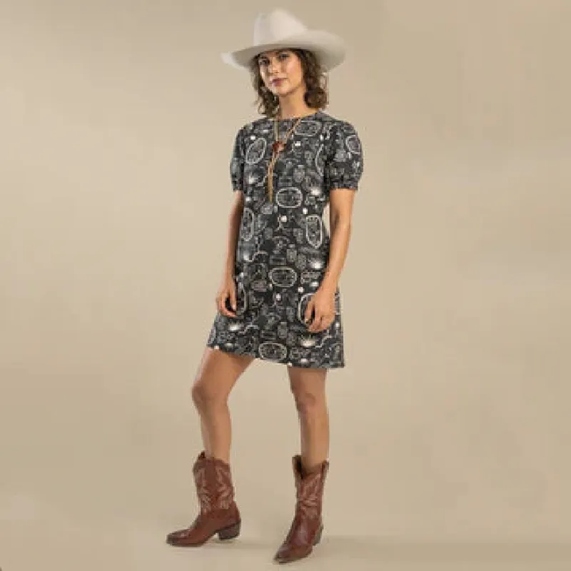 Gabriela Shift Dress - Charcoal sold by Cave and Post